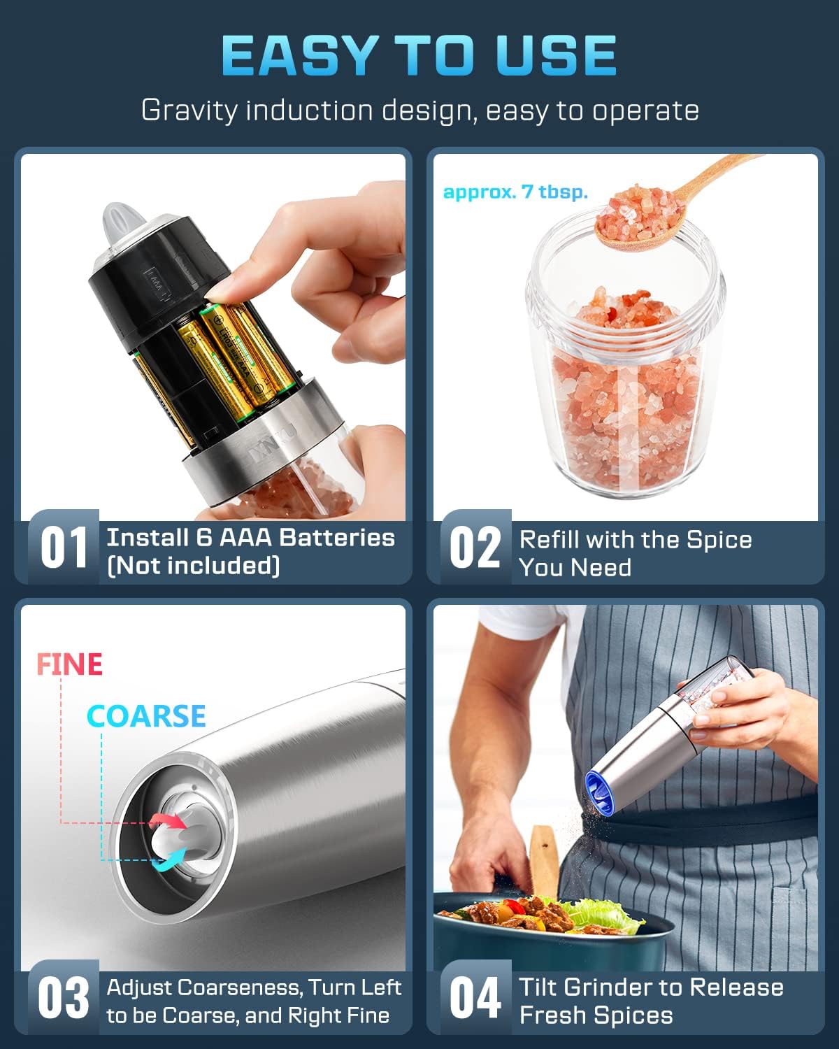 Electric pepper & salt grinder