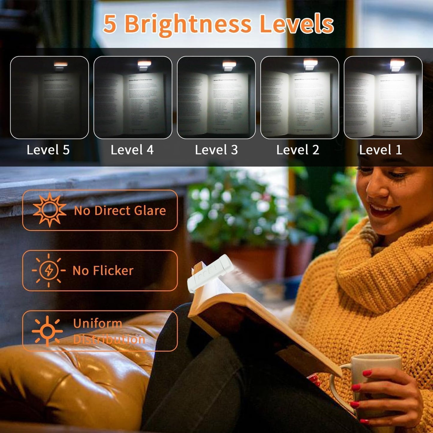 Amber Eye-Care Rechargeable Book Light
