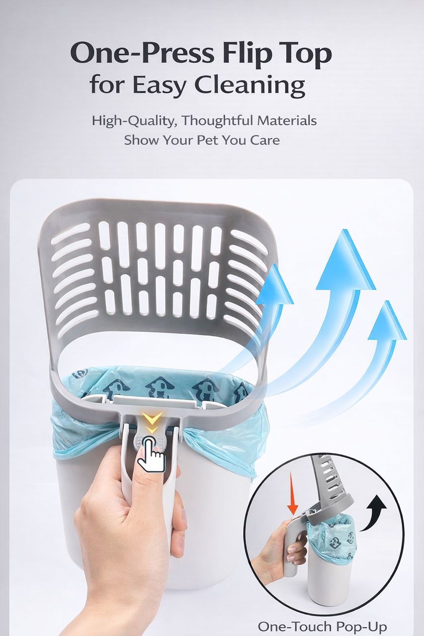 All-in-one cat litter scoop