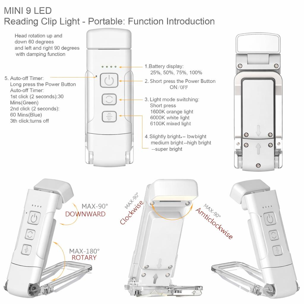 Amber Eye-Care Rechargeable Book Light